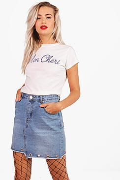 Boohoo Ava Mon Cheri Slogan Tee