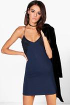 Boohoo Lucie Strappy Lace Detail Bodycon Dress Navy