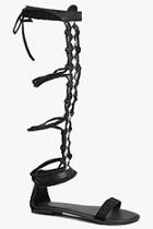 Boohoo Boutique Lois Knee High Beaded Suede Gladiator
