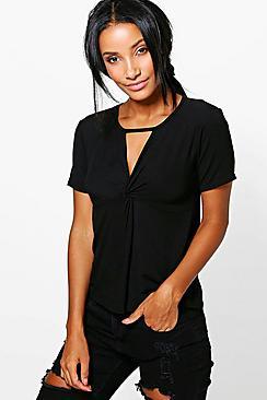 Boohoo Willow Knot Neck Detail T-shirt