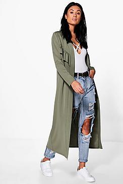 Boohoo Sarah Frill Detail Longline Duster