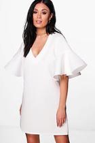 Boohoo Heidi Scuba Frill Sleeve Shift Dress