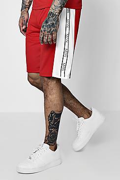 Boohoo Man Tape Basketball Shorts Co-ord