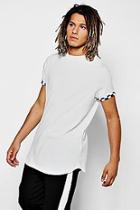 Boohoo Curve Hem T-shirt With Check Board Roll Sleeve