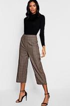 Boohoo Check Mock Horn Button Side Culottes
