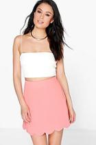 Boohoo Gianna Scalloped Hem Crepe A Line Skirt