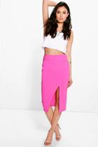 Boohoo Nolita Asymmetric Split Midi Skirt Pink
