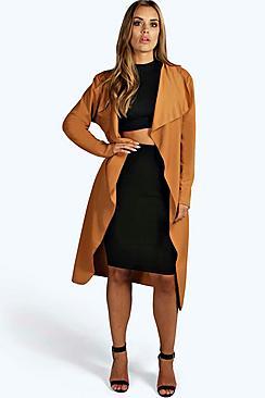 Boohoo Orla Belted Shawl Collar Coat