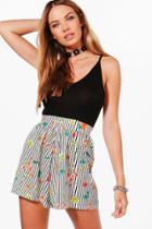 Boohoo Louise Stripe And Floral Flippy Shorts Multi