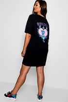 Boohoo Plus Lizzy Romance Graphic Back T Shirt Dress