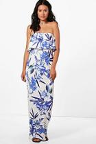 Boohoo Tropical Floral Bandeau Maxi Dress