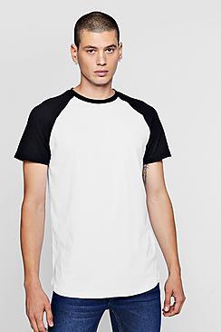 Boohoo Longline Raglan Contrast T-shirt With Tape