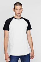 Boohoo Longline Raglan Contrast T-shirt With Tape