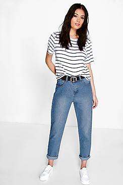 Boohoo Hatty High Rise Mid Wash Boyfriend Jeans