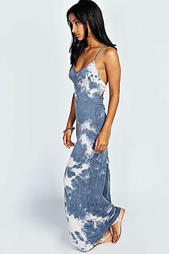 Boohoo Candice Tye Dye Strappy Back Maxi Dress