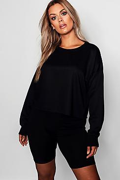 Boohoo Plus Raw Hem Boxy Oversized Sweat