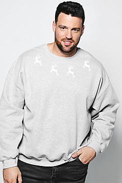 Boohoo Big And Tall Christmas Reindeer Sweater