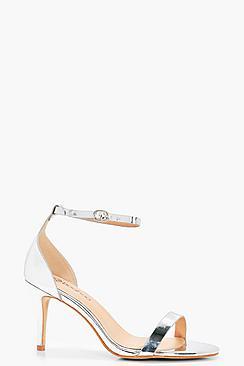 Boohoo Abbie Wide Fit Metallic Two Part Heels