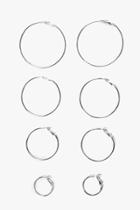 Boohoo Sophia Mixed Size Simple Hoop Earring Set Silver