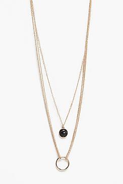 Boohoo Double Layer And Stone Necklace