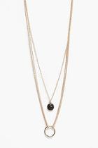 Boohoo Double Layer And Stone Necklace