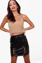 Boohoo Jennifer Metallic Rib Knit Crop