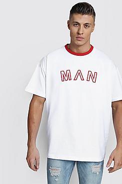 Boohoo Oversized Man 3d Embroidered T-shirt