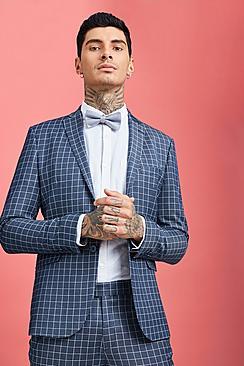 Boohoo Windowpane Check Skinny Fit Suit Jacket