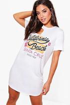 Boohoo Bella Distressed Printed T-shirt Dress