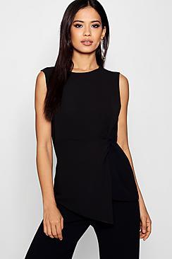 Boohoo Megan Gathered Front Sleeveless Blouse