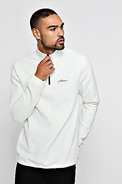 Boohoo Man Signature Zip Neck Fleece Top