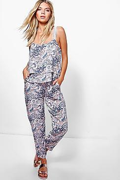 Boohoo Grace Printed Woven Cami + Trouser Co-ord Set