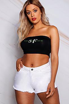Boohoo Plus Zoe Printed Bandeau Top