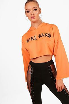 Boohoo Yasmin Athleisure Flared Sleeve Slogan Hoodie