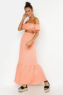 Boohoo Shirred Panel Maxi Skirt