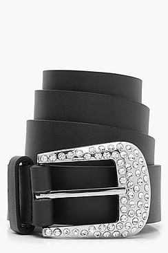 Boohoo Diamante Buckle Boyfriend Belt