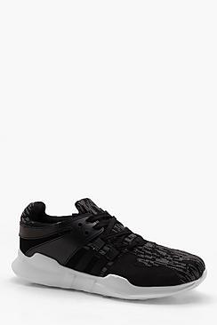 Boohoo Knitted Lace Up Trainer