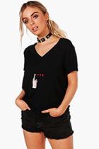 Boohoo Cora Embroidered Hand T-shirt