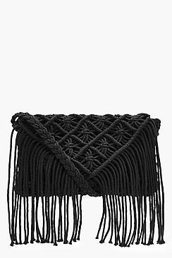 Boohoo Alex Crochet Tassel Cross Body Bag