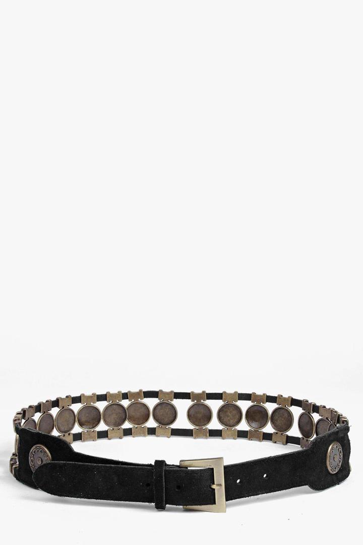 Boohoo Laura Suede Coin Festival Belt Black