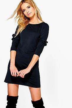 Boohoo Florence Ruffle Sleeve Shift Dress