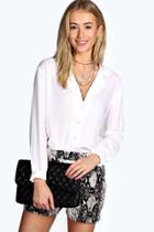 Boohoo Robyn Open Placket White Shirt White