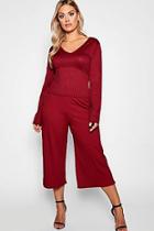 Boohoo Plus Jumbo Rib Culottes