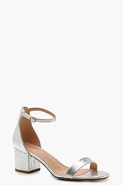 Boohoo Low Block Heel Metallic 2 Part Heels