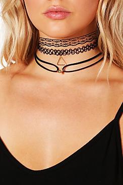 Boohoo Brooke Mixed Design Choker 5 Pack