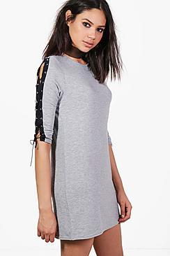 Boohoo Arm Lace Up Detail Shift Dress