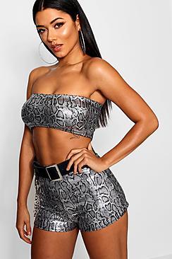 Boohoo Sequin Snake Print Bandeau