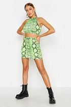 Boohoo Halterneck Neon Snake Print Mini Skirt Co-ord