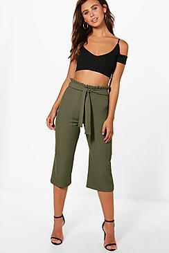 Boohoo Petite Katie Rib Wide Leg Culotte