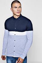 Boohoo Muscle Fit Long Sleeve Colour Block Shirt